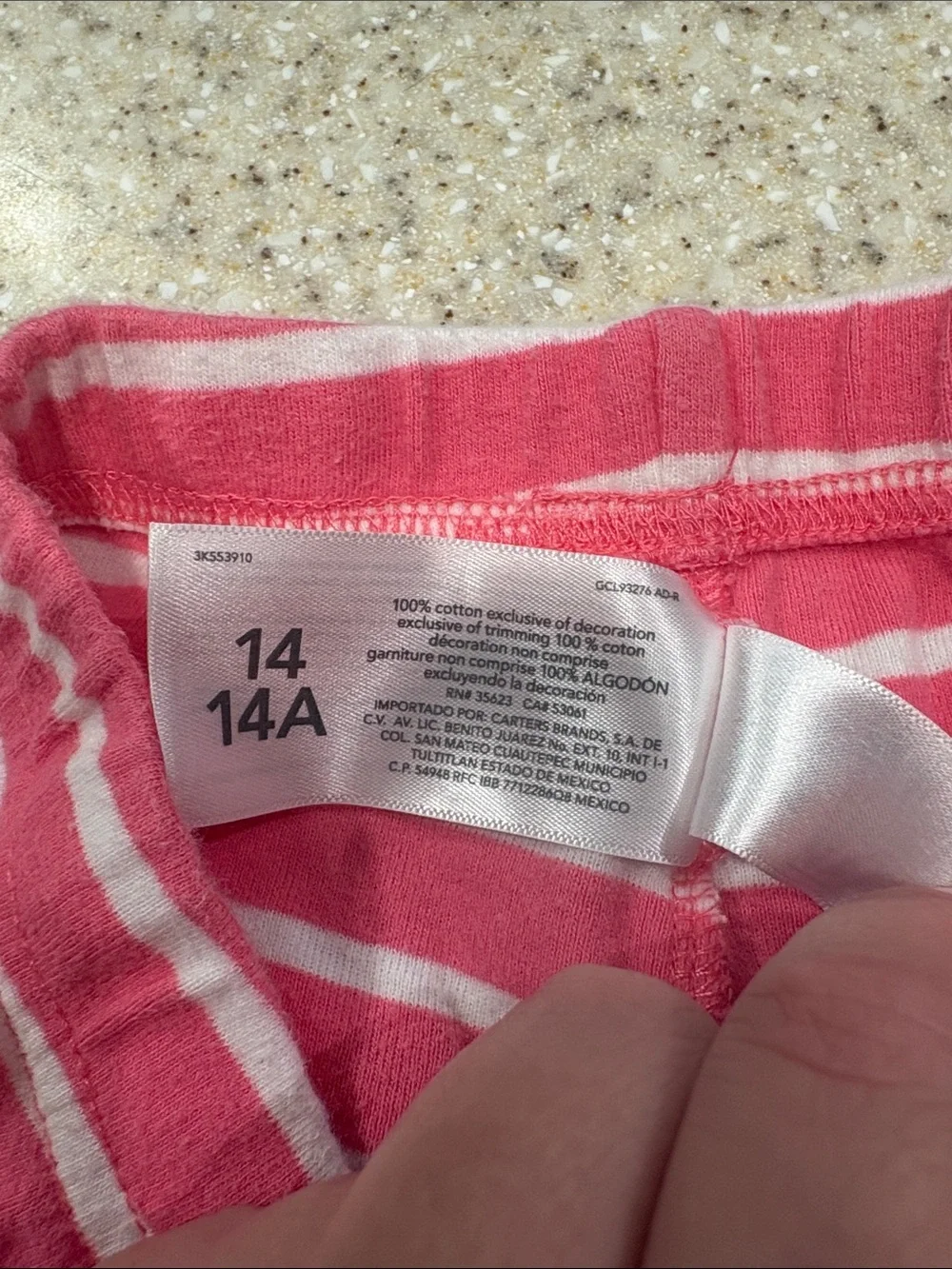 Carters size 14 shorts and short sleeve pajama set pink with shark